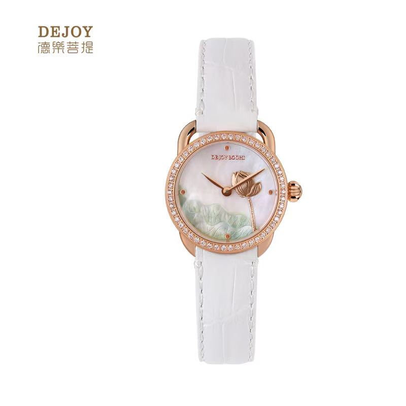 【DEJOY BODHI】27mm Solitary Lotus Relief Watch | Buddhist Women's Luxury Timepiece