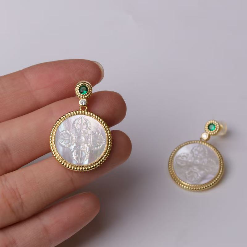 Vajra Pestle Drop Earrings | Premium Buddhist Sacred Jewelry