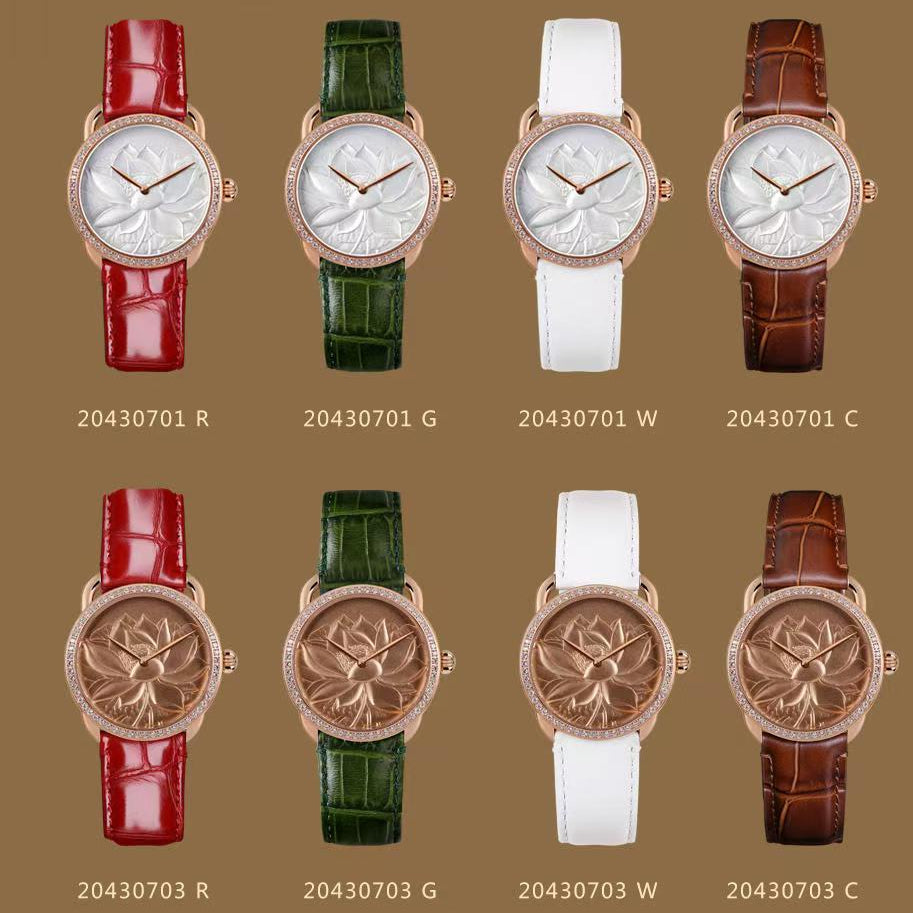 【DEJOY BODHI】38mm Lotus Relief Watch | Buddhist Women's Luxury Timepiece