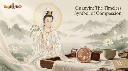 Guanyin Bodhisattva of Compassion — serene figure in white robe, symbol of mercy and wisdom in Eastern Buddhism