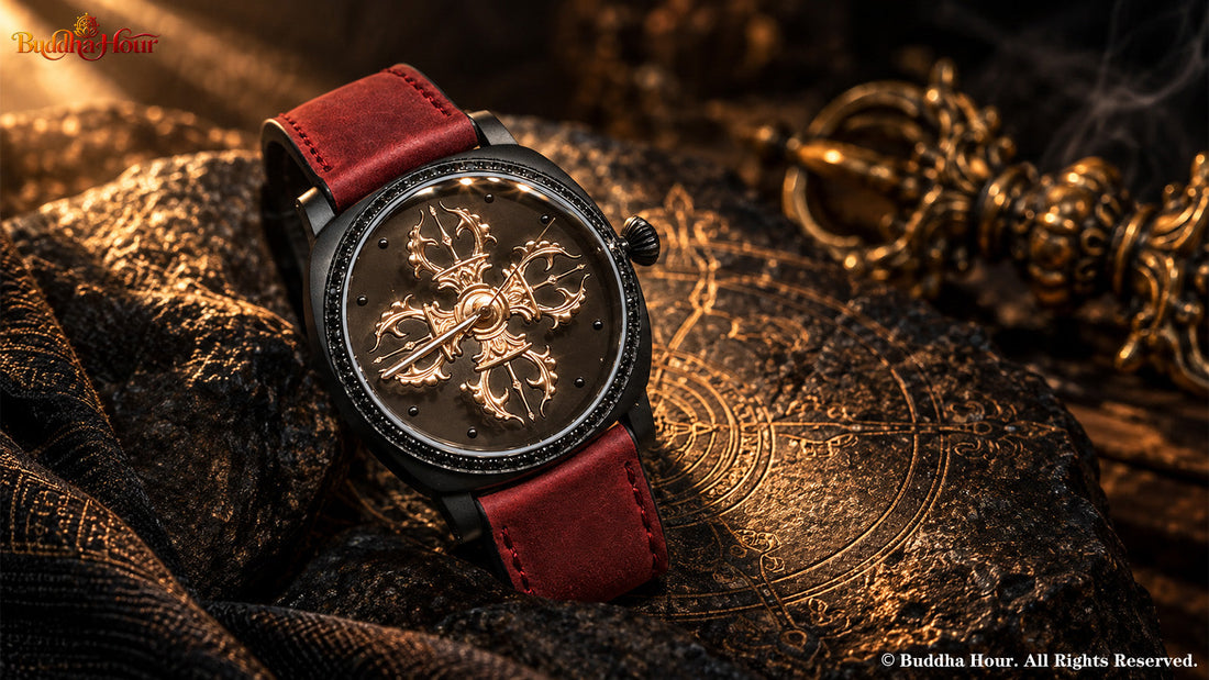 BuddhaHour Double Vajra Watch inspired by the Buddhist symbol of wisdom, stability and the four directions