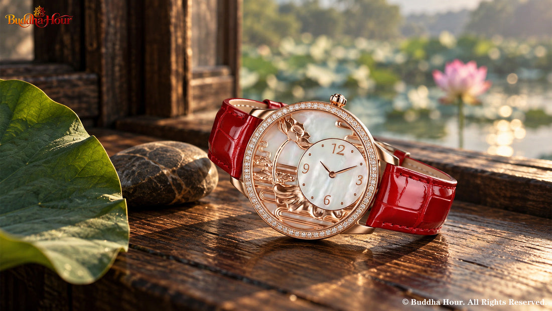 BuddhaHour Lotus Relief Watch reflecting the deeper meaning of the lotus in Buddhist philosophy