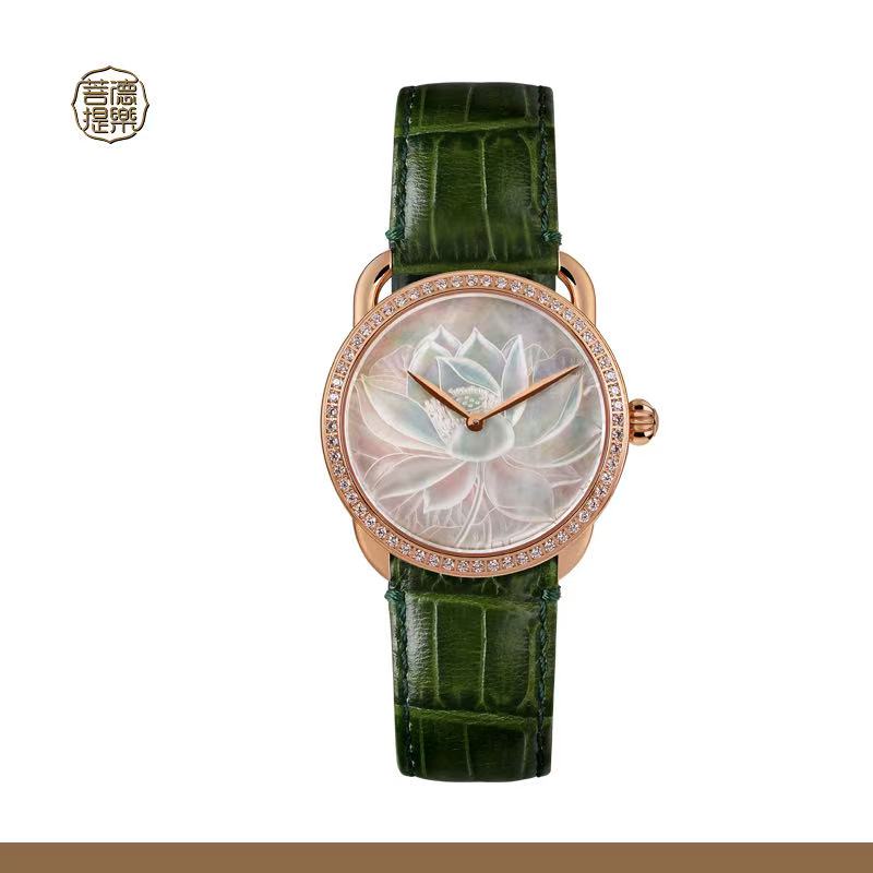 【DEJOY BODHI】38mm Lotus Mother of Pearl Relief Watch | Buddhist Luxury Timepiece