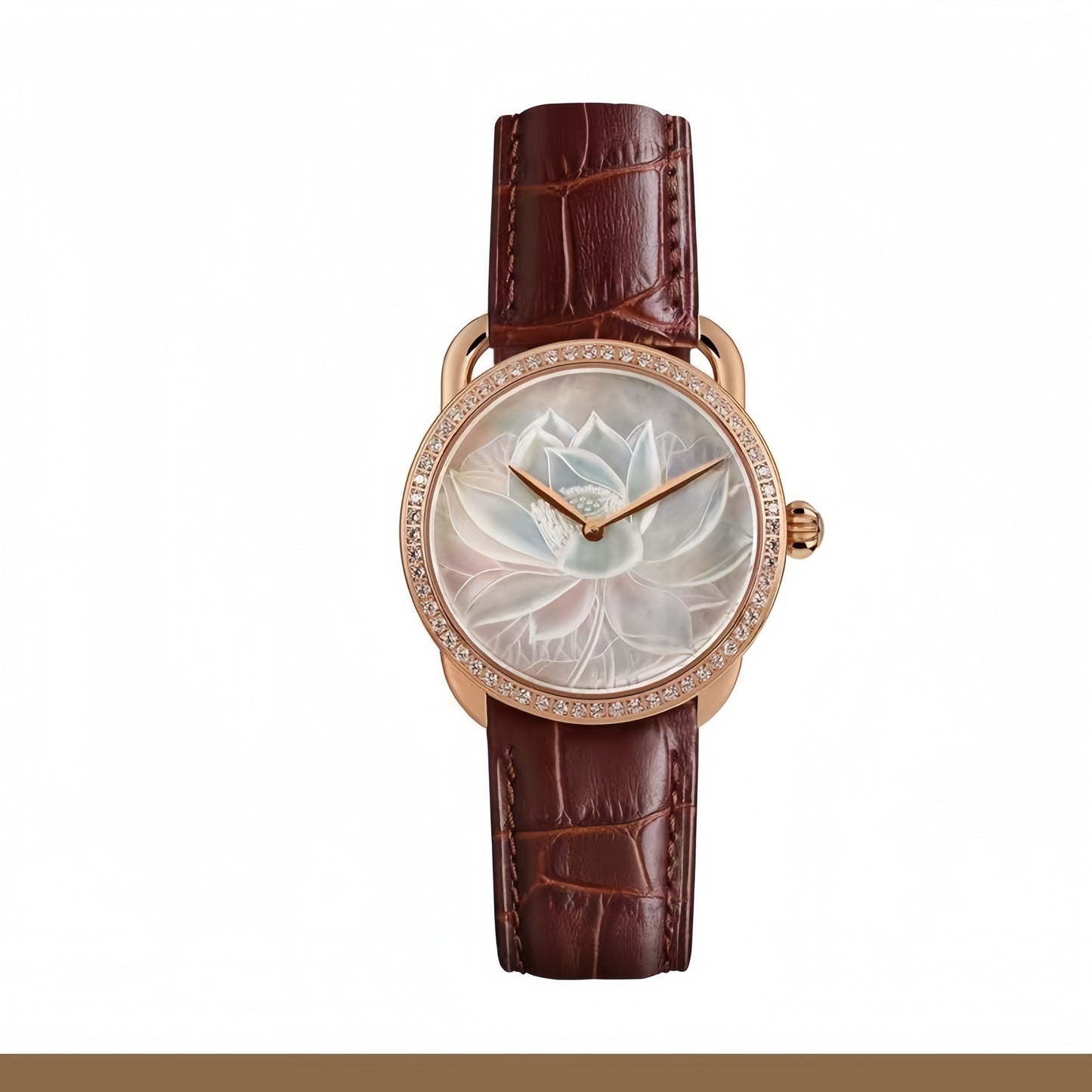 【DEJOY BODHI】38mm Lotus Mother of Pearl Relief Watch | Buddhist Luxury Timepiece