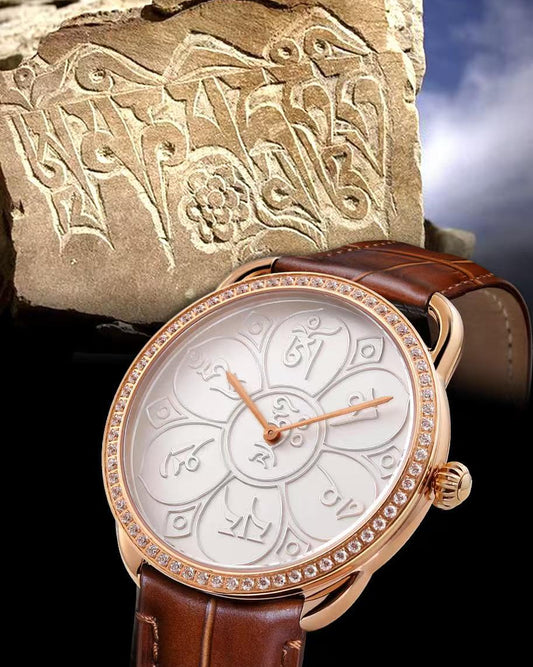 【DEJOY BODHI】Om Mani Padme Hum Mantra Relief Watch | Buddhist Luxury Timepiece