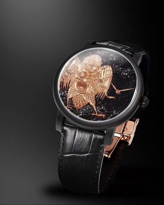 【DEJOY BODHI】45mm Great Peng Golden Wing Relief Watch | Buddhist Luxury Timepiece