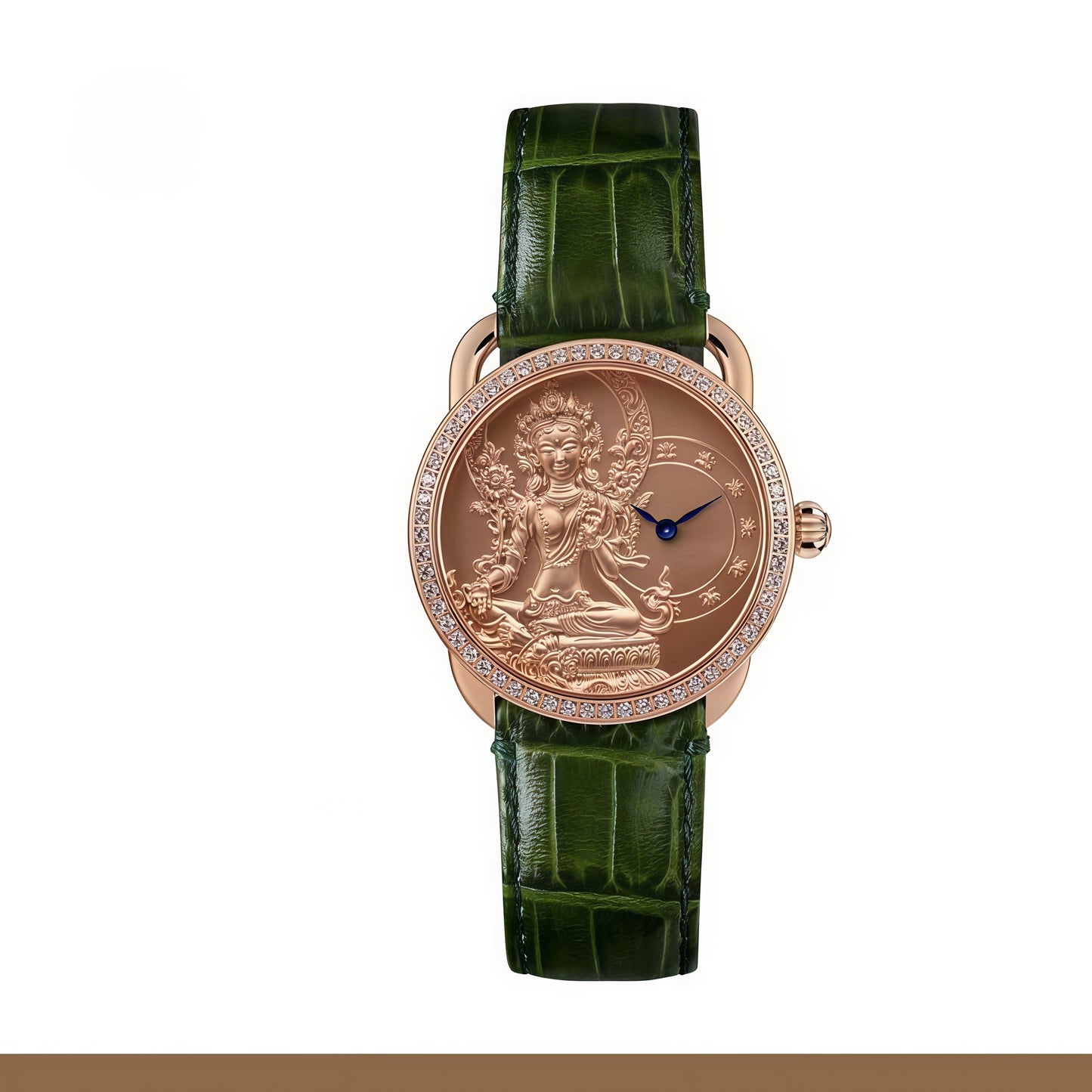 【DEJOY BODHI】Green Arya Tara Relief Watch | Buddhist Diamond Luxury Timepiece