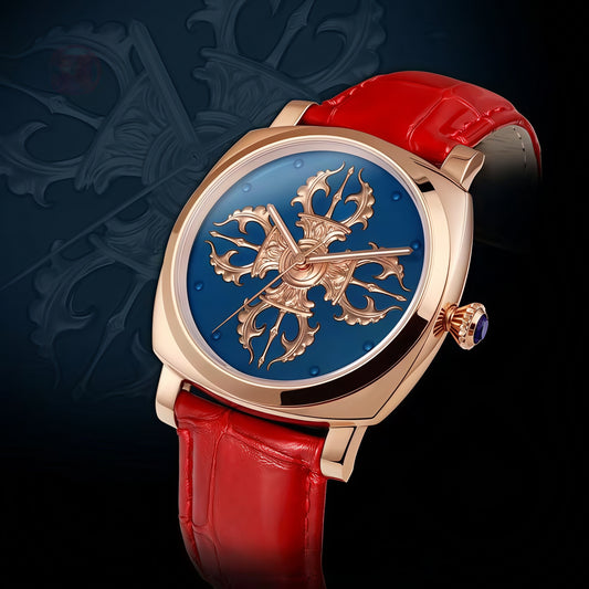 Buddha Hour 42mm Crossed Vajra Mechanical Watch – Buddhist dharma collector's timepiece, Miyota automatic movement, stainless steel, sapphire crystal, 5ATM