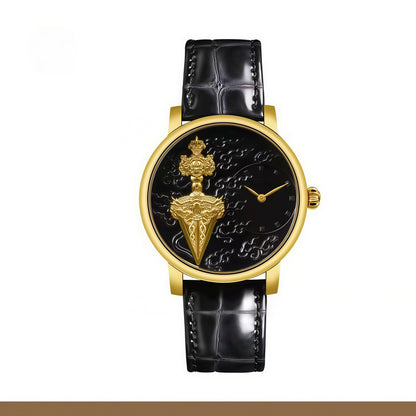 【DEJOY BODHI】45mm Phurba Vajra Relief Watch | Tantric Buddhist Luxury Timepiece