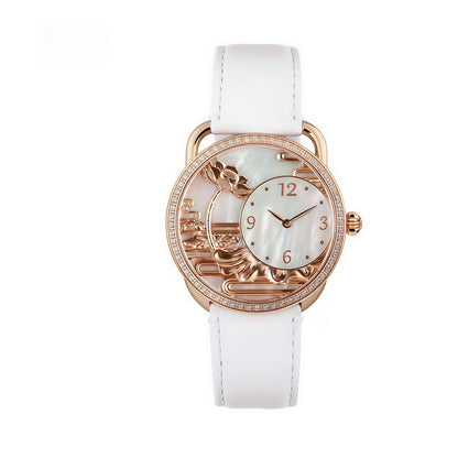 【DEJOY BODHI】Lotus Mother of Pearl Embossed Watch | Buddhist Luxury Timepiece