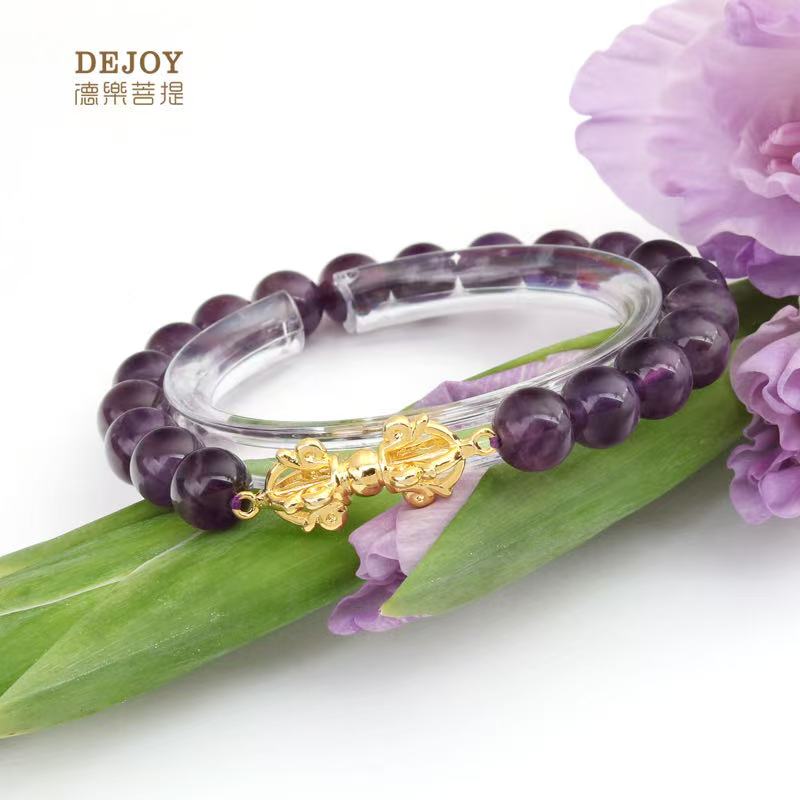 Amethyst Vajra Pestle Amulet Bracelet | Buddhist Gemstone Jewelry