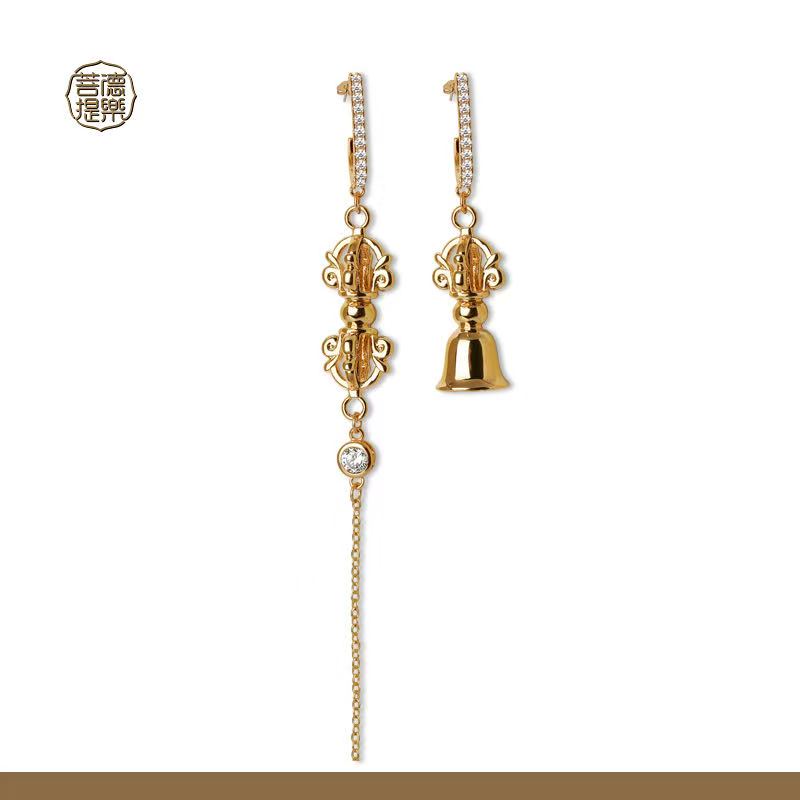 Vajra Bell & Pestle Amulet Earrings | Buddhist Sacred Jewelry