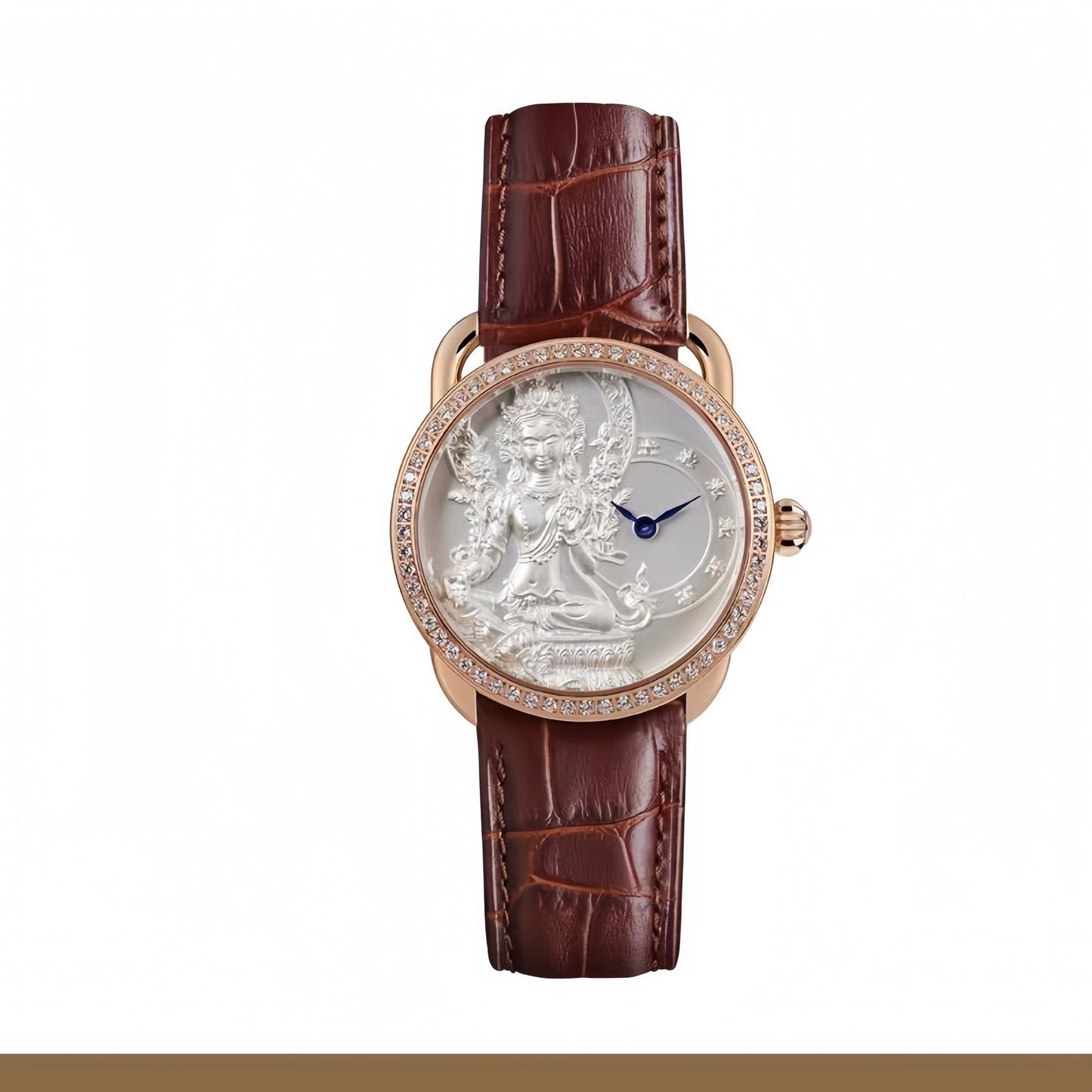 【DEJOY BODHI】38mm Green Arya Tara Relief Watch | Buddhist Women's Luxury Timepiece