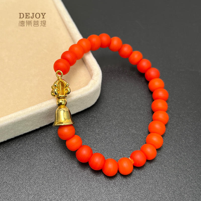 Red Glass Vajra Bell Prayer Bracelet | Buddhist Spiritual Jewelry