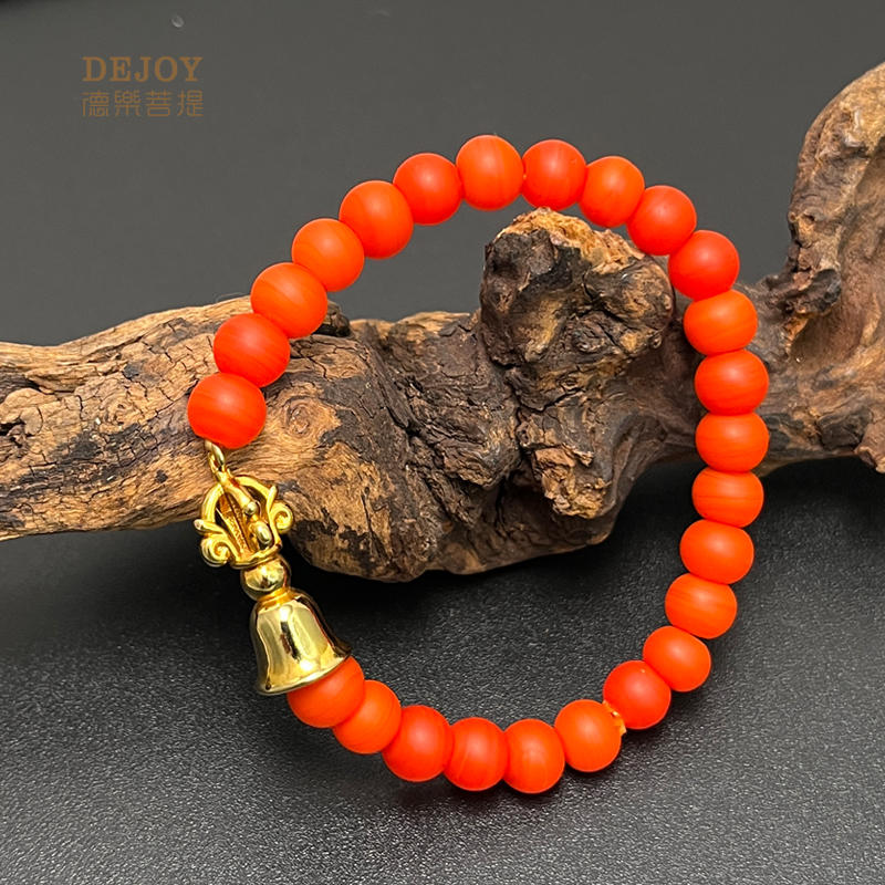 Red Glass Vajra Bell Prayer Bracelet | Buddhist Spiritual Jewelry