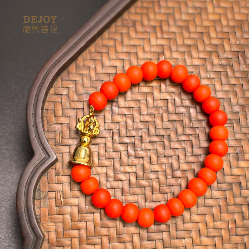 Red Glass Vajra Bell Prayer Bracelet | Buddhist Spiritual Jewelry