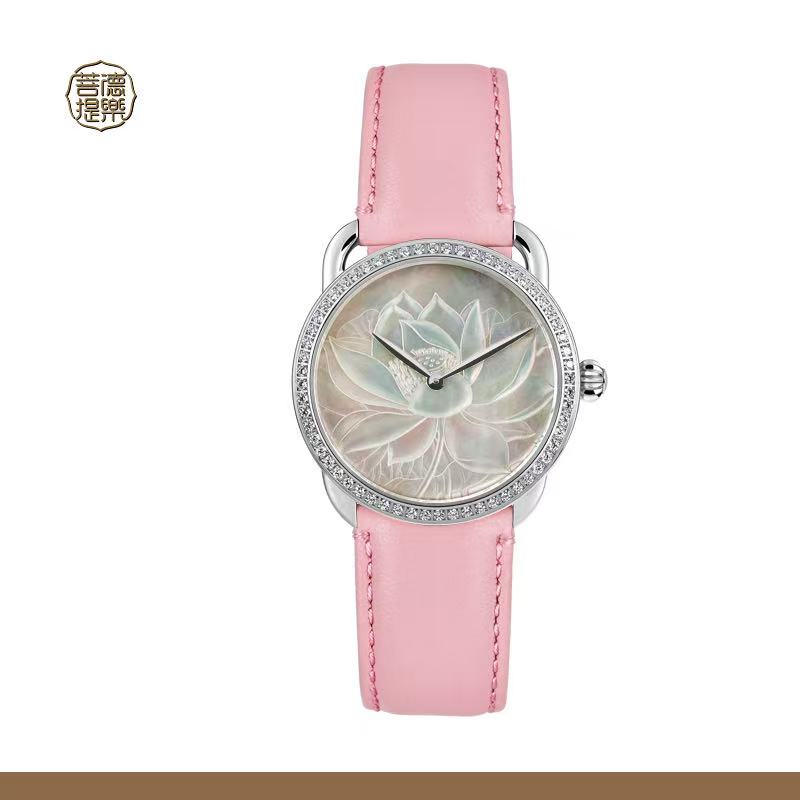 【DEJOY BODHI】38mm Lotus Mother of Pearl Relief Watch | Buddhist Luxury Timepiece