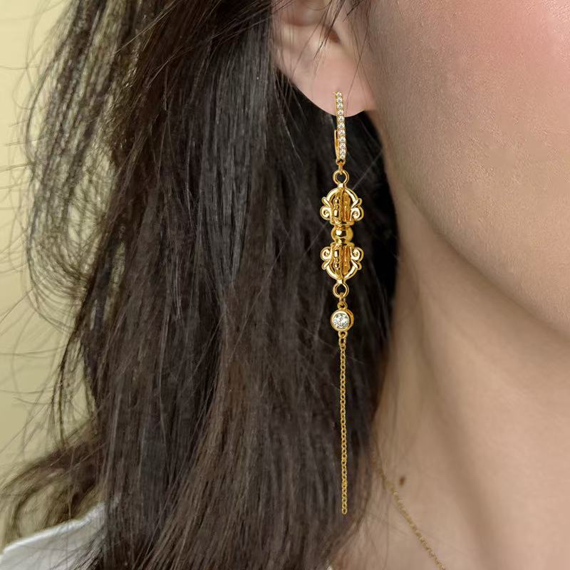 Vajra Bell & Pestle Amulet Earrings | Buddhist Sacred Jewelry