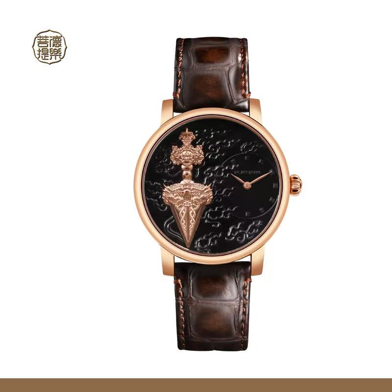 【DEJOY BODHI】45mm Phurba Vajra Relief Watch | Tantric Buddhist Luxury Timepiece