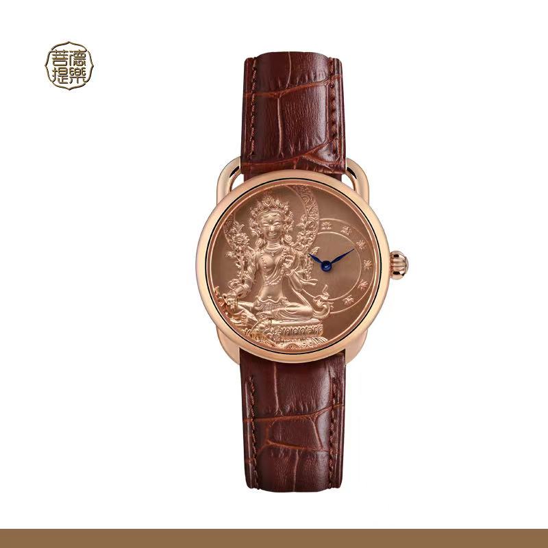 【DEJOY BODHI】Green Arya Tara Relief Watch | Buddhist Diamond Luxury Timepiece