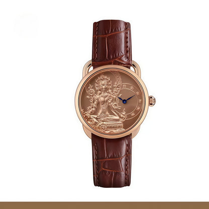 【DEJOY BODHI】Green Arya Tara Relief Watch | Buddhist Diamond Luxury Timepiece