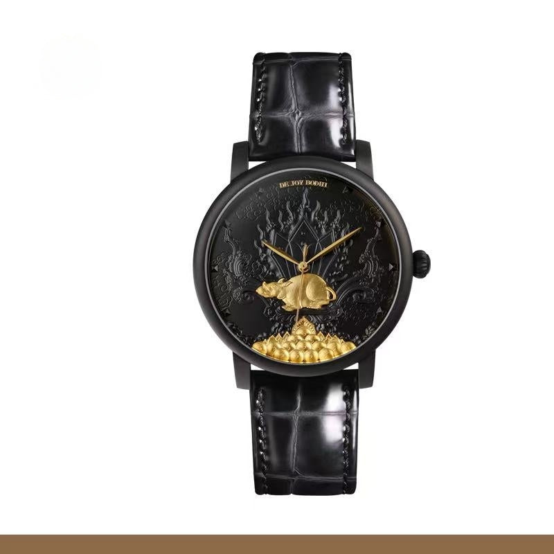 【DEJOY BODHI】45mm Jambhala Wealth Rat Relief Watch | Buddhist Luxury Timepiece