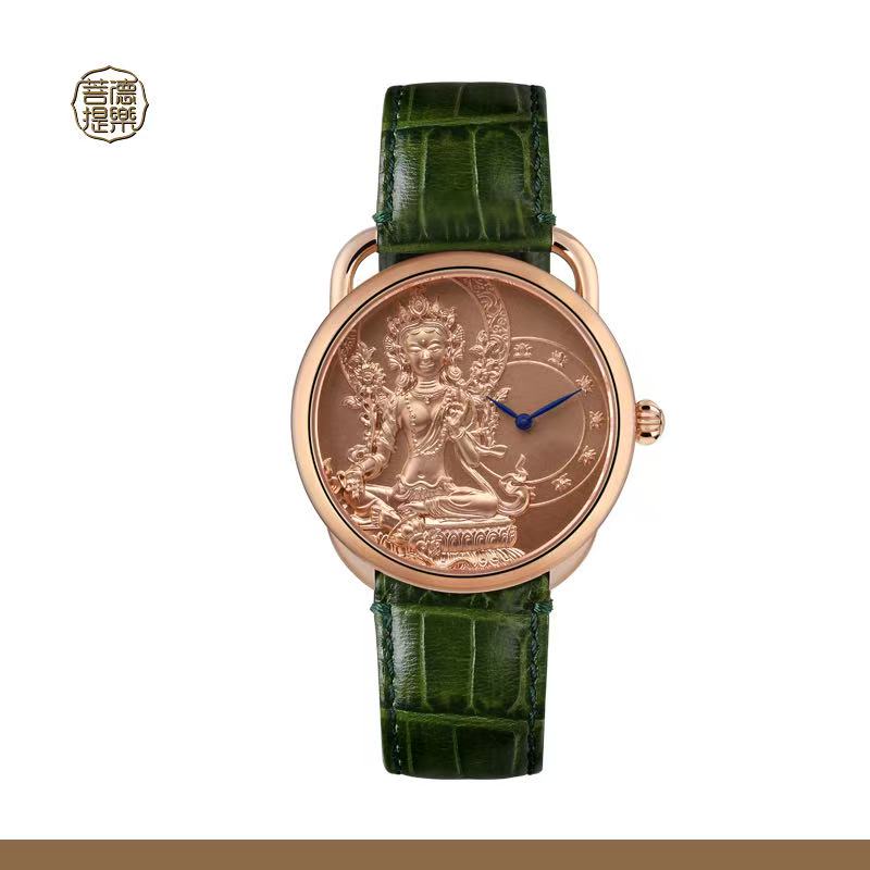 【DEJOY BODHI】Green Arya Tara Relief Watch | Buddhist Diamond Luxury Timepiece
