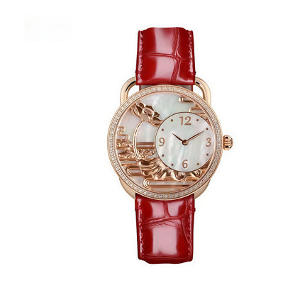 【DEJOY BODHI】Lotus Mother of Pearl Embossed Watch | Buddhist Luxury Timepiece