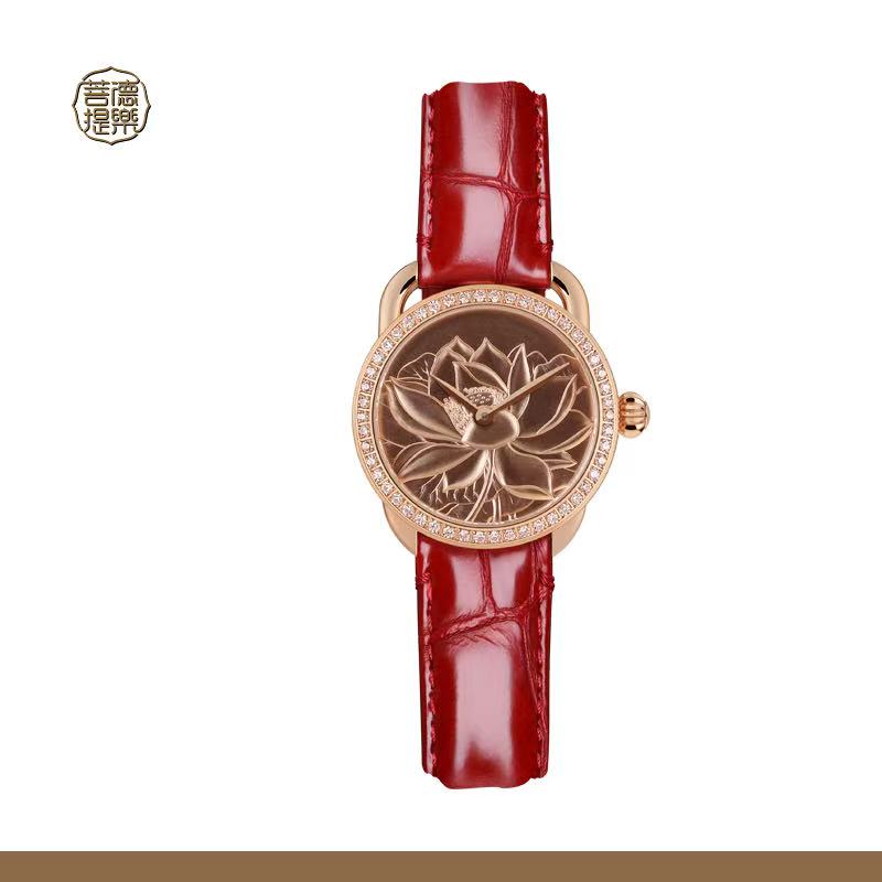 【DEJOY BODHI】27mm Lotus Relief Watch | Buddhist Women's Luxury Timepiece