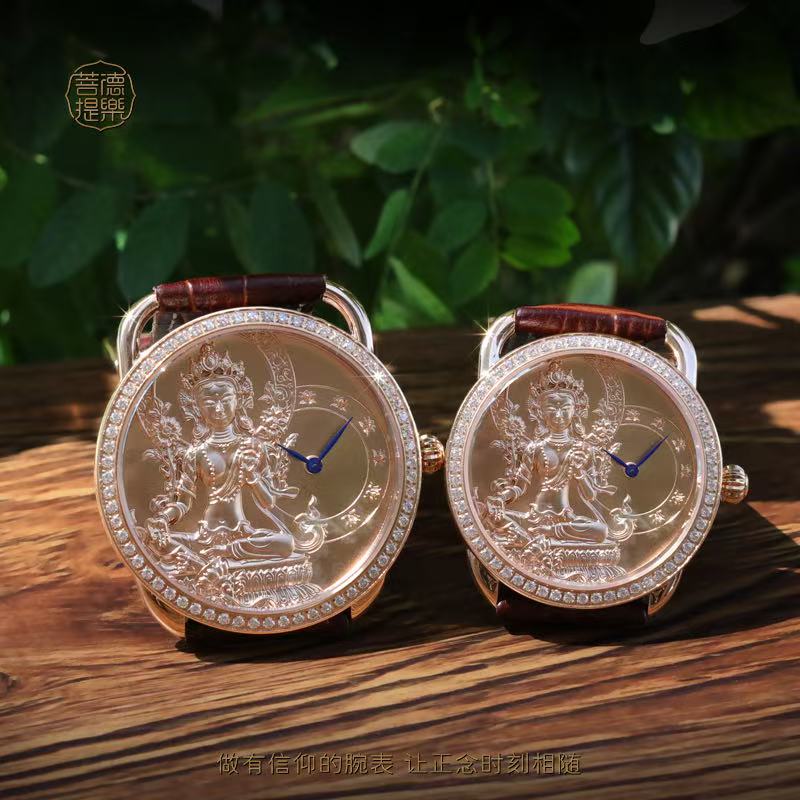 【DEJOY BODHI】Green Arya Tara Relief Watch | Buddhist Diamond Luxury Timepiece