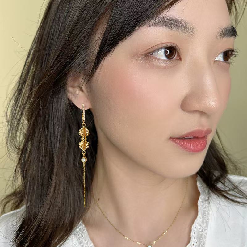 Vajra Bell & Pestle Amulet Earrings | Buddhist Sacred Jewelry