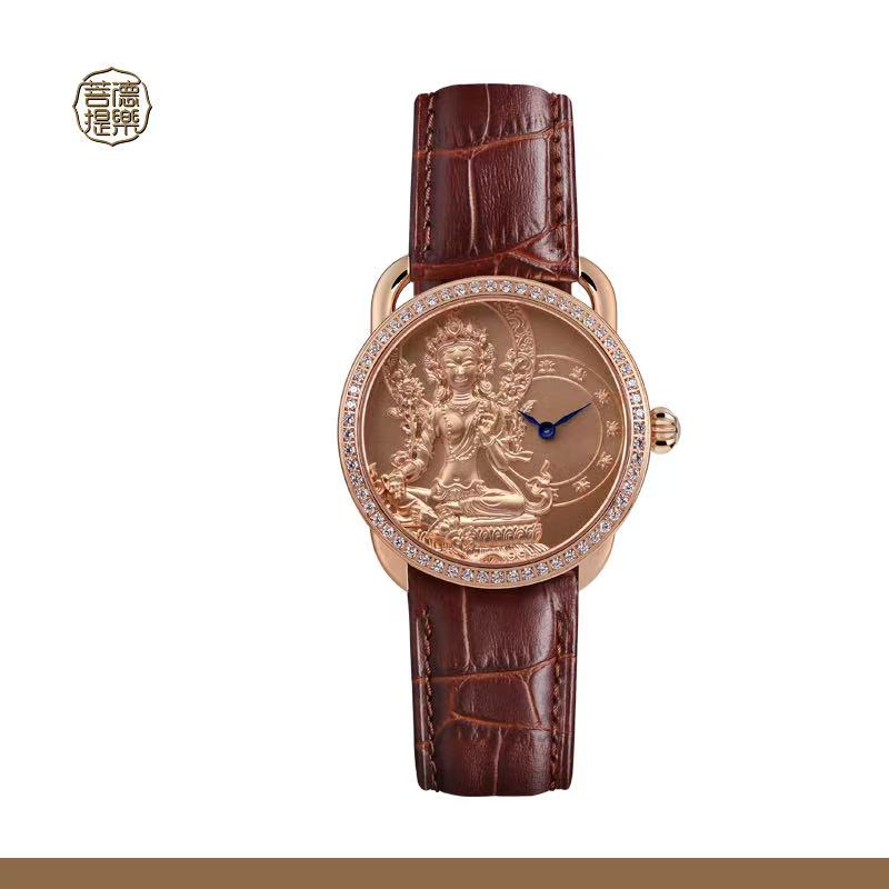 【DEJOY BODHI】Green Arya Tara Relief Watch | Buddhist Diamond Luxury Timepiece