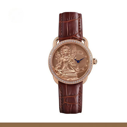 【DEJOY BODHI】Green Arya Tara Relief Watch | Buddhist Diamond Luxury Timepiece