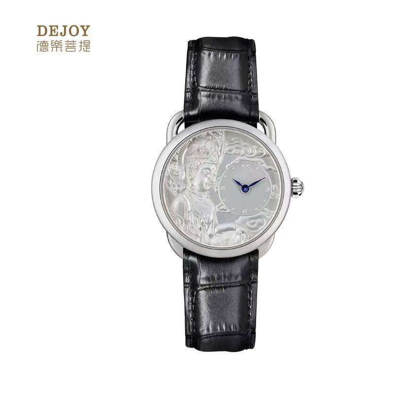 【DEJOY BODHI】Kwan Yin Relief Watch Silver & Gold | Buddhist Luxury Timepiece
