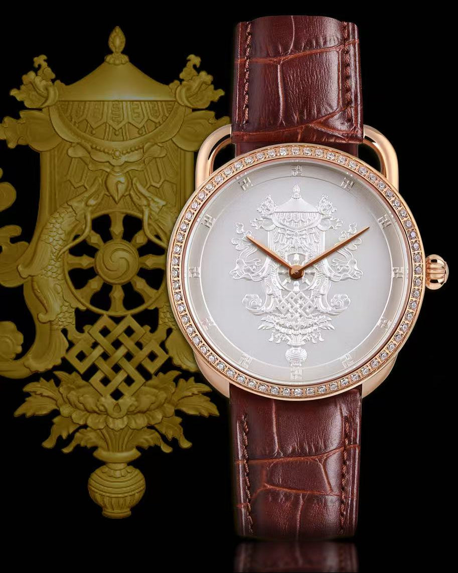 【DEJOY BODHI】43mm Eight Auspicious Symbols Relief Watch | Buddhist Luxury Timepiece