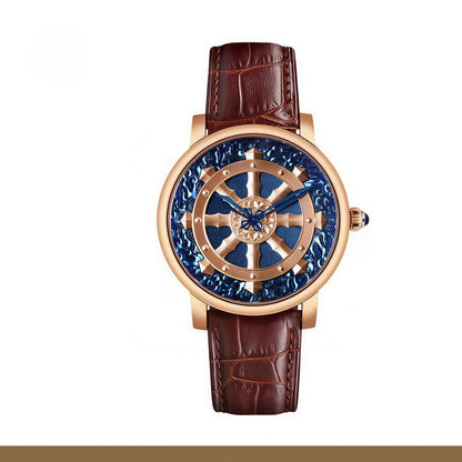【DEJOY BODHI】45mm Golden Dharma Wheel Mechanical Watch | Buddhist Eight Auspicious Luxury