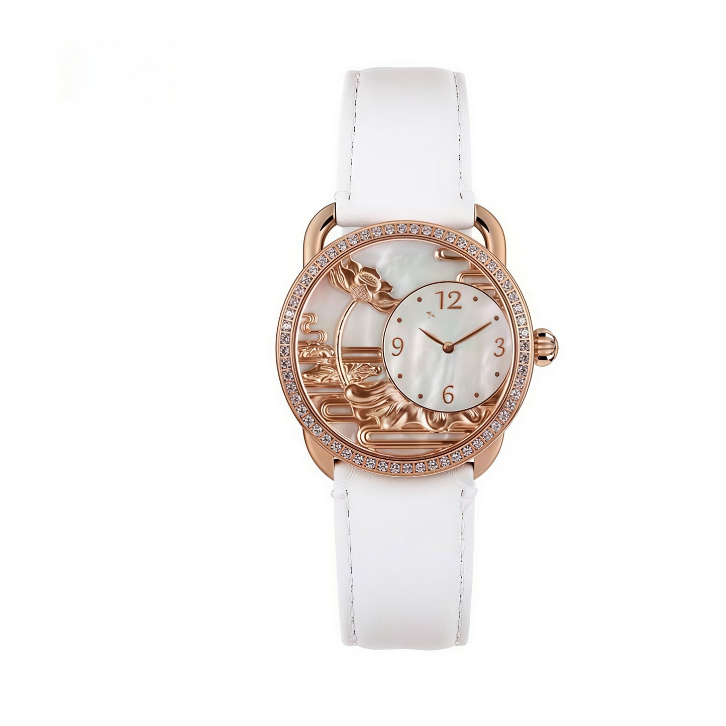 【DEJOY BODHI】Lotus Mother of Pearl Embossed Watch | Buddhist Luxury Timepiece