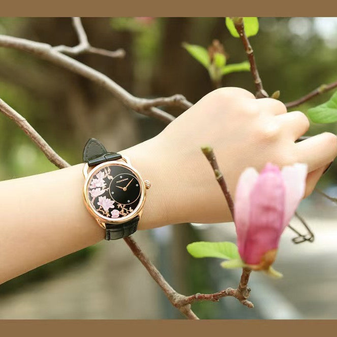【DEJOY BODHI】Yulan Magnolia Mother of Pearl Watch | Luxury Women's Timepiece