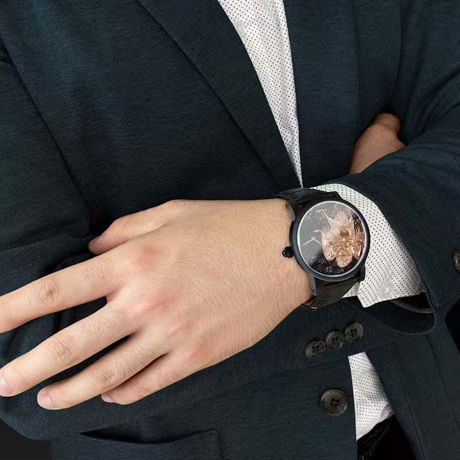 【DEJOY BODHI】45mm Great Peng Golden Wing Relief Watch | Buddhist Luxury Timepiece