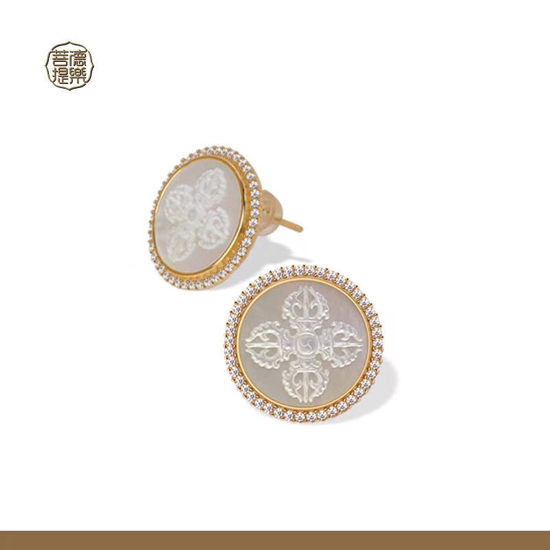 Vajra Pestle Prayer Stud Earrings | Sacred Buddhist Jewelry