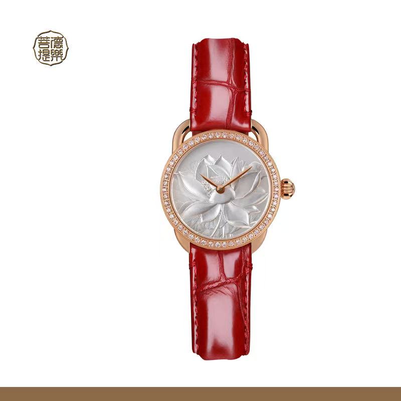 【DEJOY BODHI】27mm Lotus Relief Watch | Buddhist Women's Luxury Timepiece