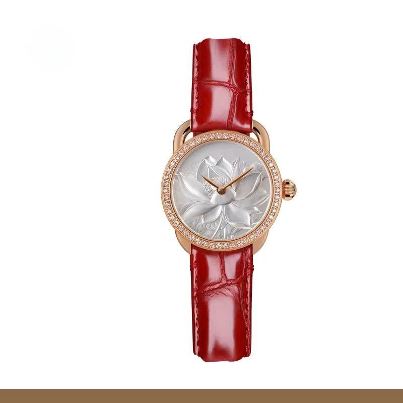 【DEJOY BODHI】27mm Lotus Relief Watch | Buddhist Women's Luxury Timepiece