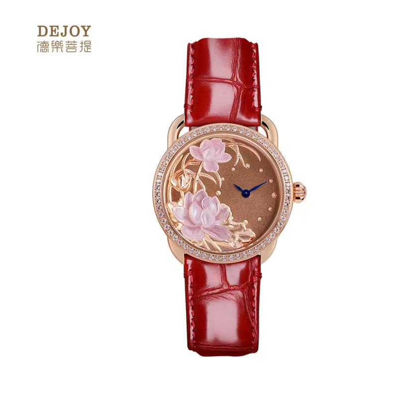 【DEJOY BODHI】Double Lotus Mother of Pearl Relief Watch | Buddhist Luxury Timepiece