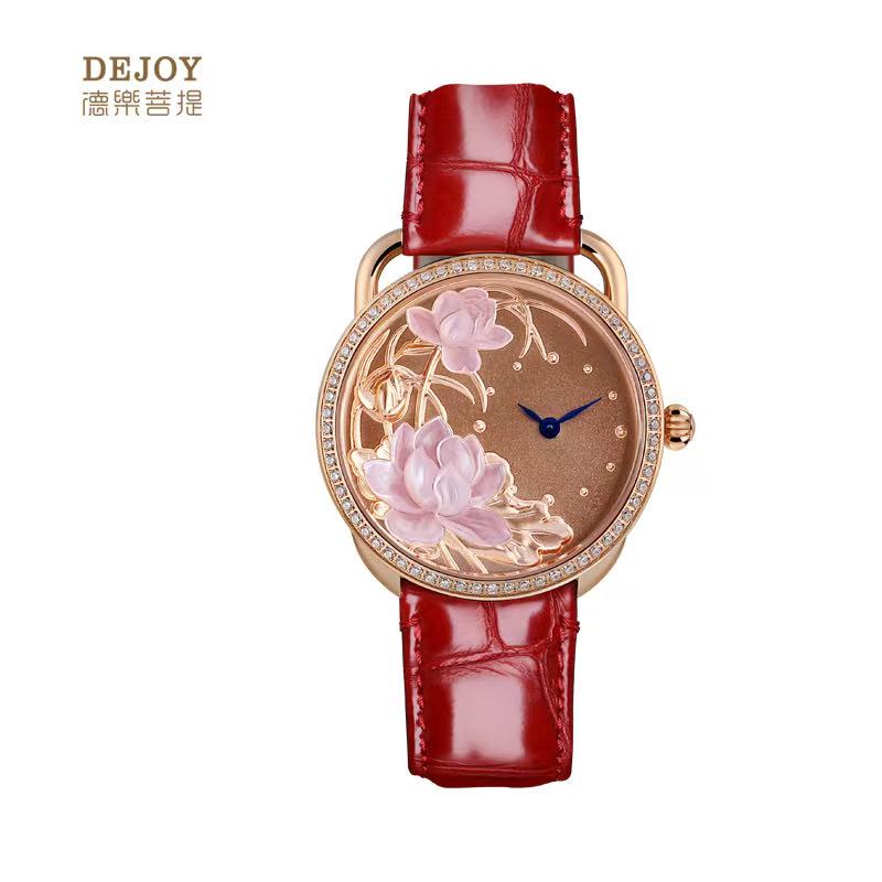 【DEJOY BODHI】Double Lotus Mother of Pearl Relief Watch | Buddhist Luxury Timepiece