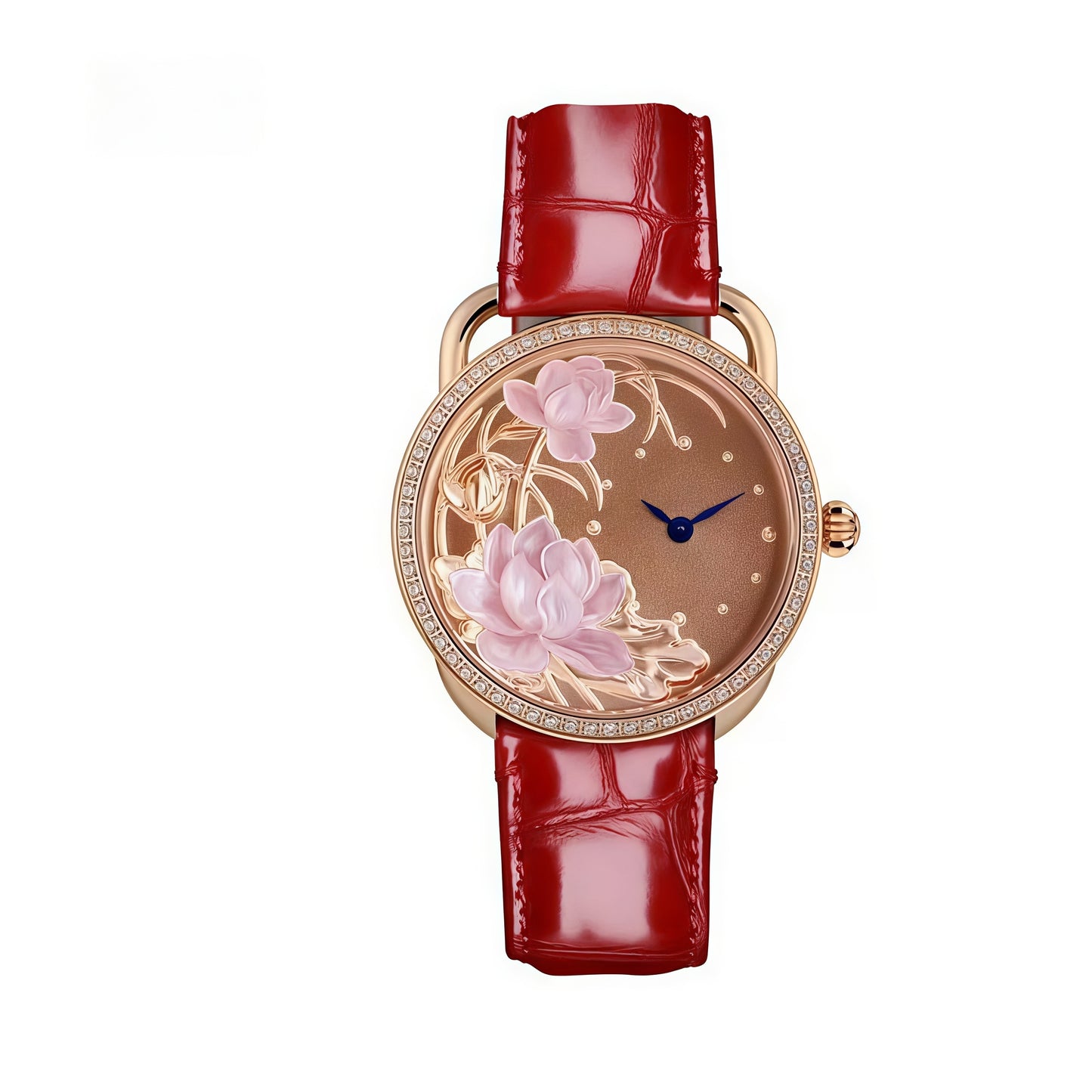【DEJOY BODHI】Double Lotus Mother of Pearl Relief Watch | Buddhist Luxury Timepiece