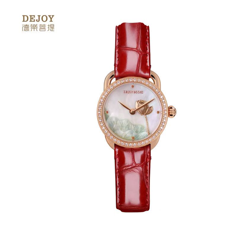 【DEJOY BODHI】27mm Solitary Lotus Relief Watch | Buddhist Women's Luxury Timepiece