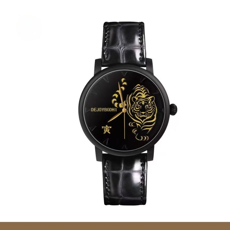 【DEJOY BODHI】45mm Yin Tiger Relief Watch | Buddhist Men's Luxury Timepiece