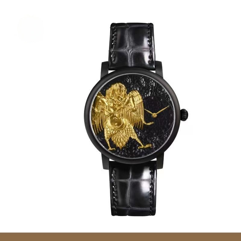 【DEJOY BODHI】45mm Great Peng Golden Wing Relief Watch | Buddhist Luxury Timepiece