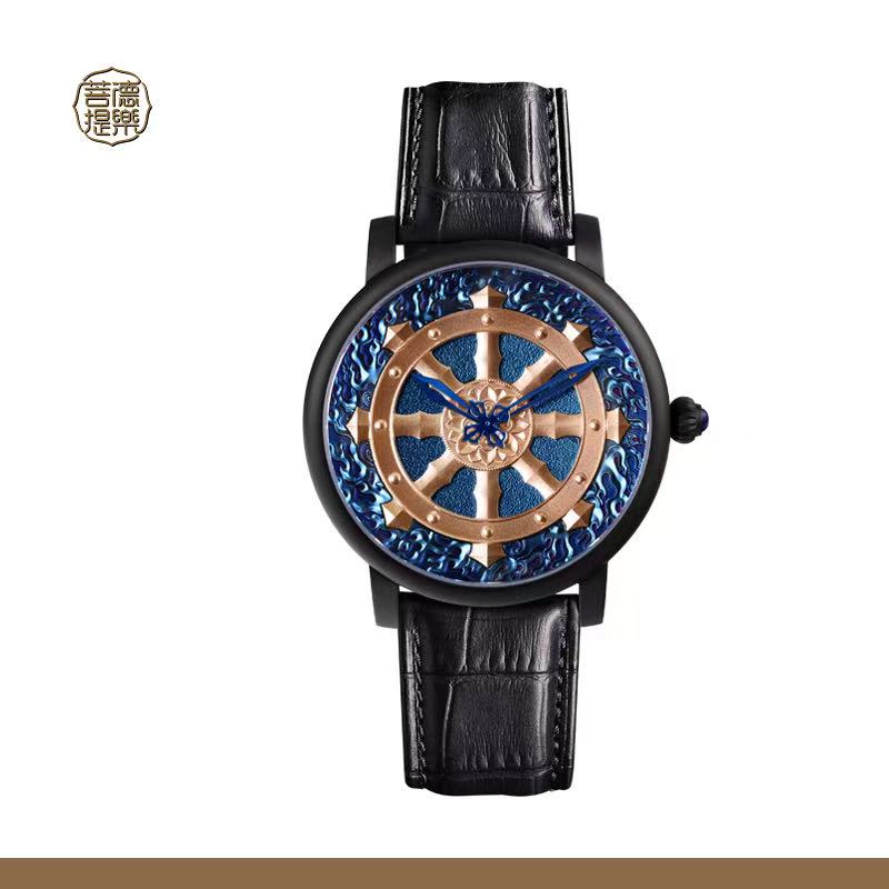 【DEJOY BODHI】45mm Golden Dharma Wheel Mechanical Watch | Buddhist Eight Auspicious Luxury