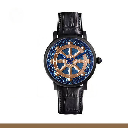 【DEJOY BODHI】45mm Golden Dharma Wheel Mechanical Watch | Buddhist Eight Auspicious Luxury